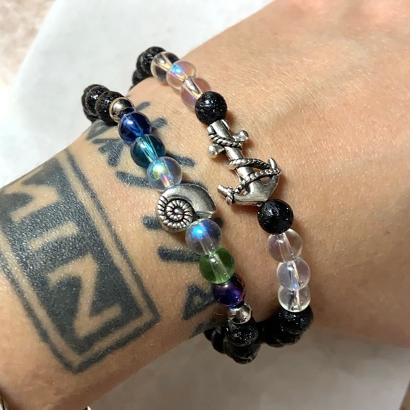 Bracelets set anchor & shell beach ocean bead boho - Picture 7 of 8